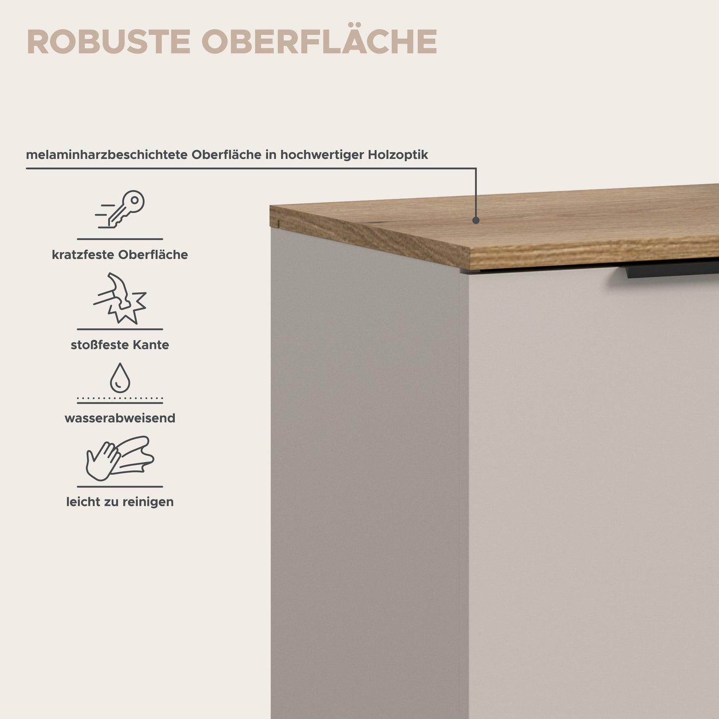 Slide Kommode  (B/H/T: 180x86x38 cm) in Kaschmir