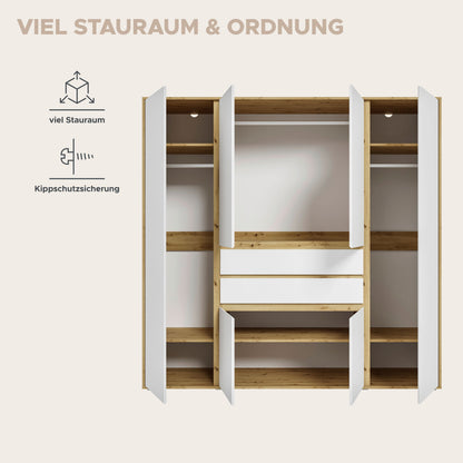 Homes & Jones Kleiderschrank 4trg., Gesamtbreite 197 cm, Universalschrank