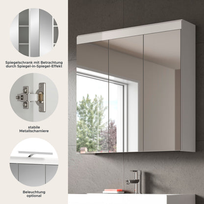 Scout Spiegelschrank  (B/H/T: 80x79x18 cm) in Spiegelglas und Weiß