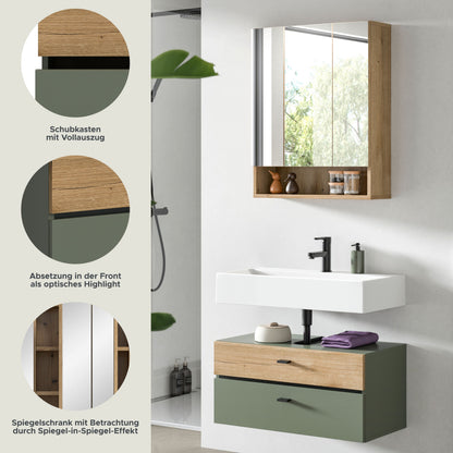 Homes & Jones Badmöbelset 3-tlg. Badmöbelset mit Badspiegelschrank, Badmöbel