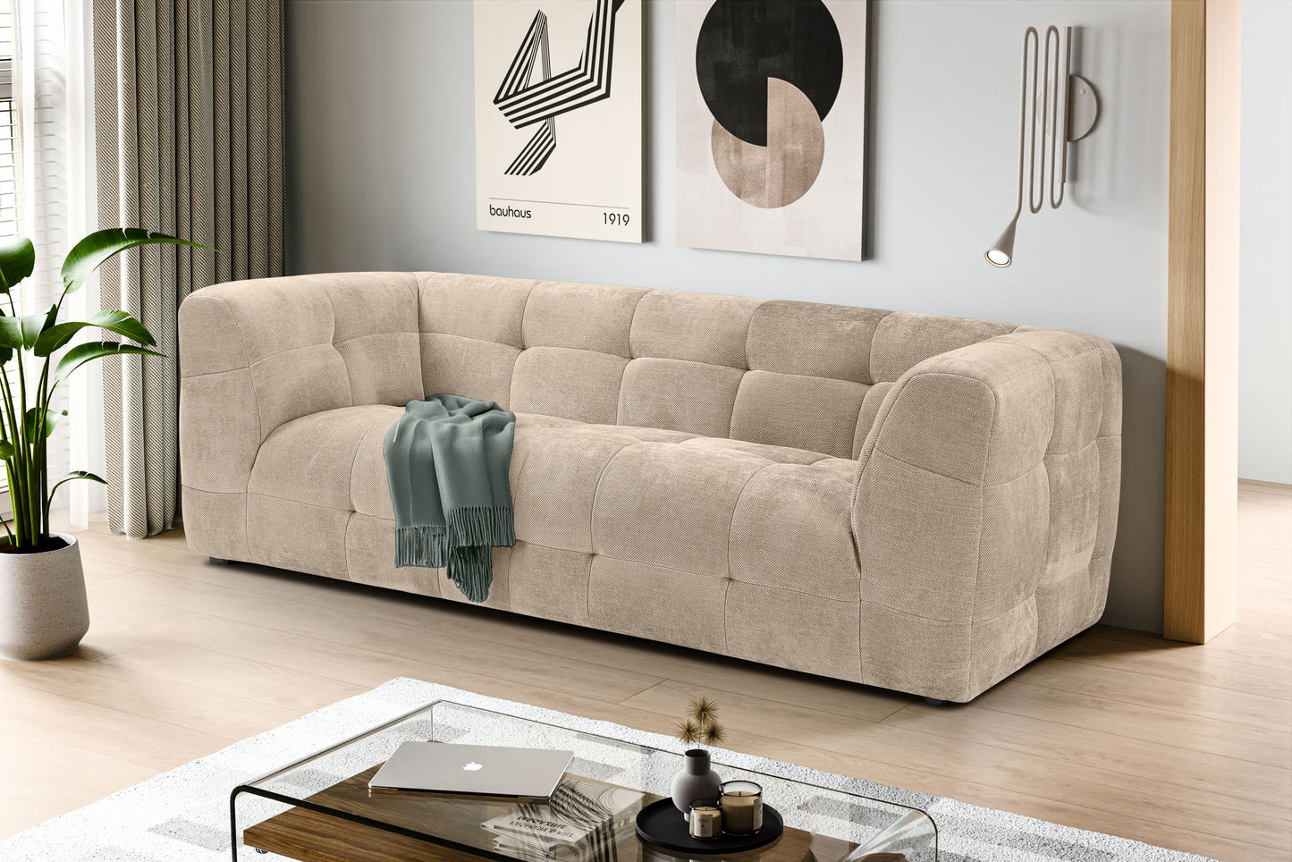 Homes & Jones Sofa 2,5-Sitzer Modernes Polstersofa m. Stoffbezug in Flachgewebe