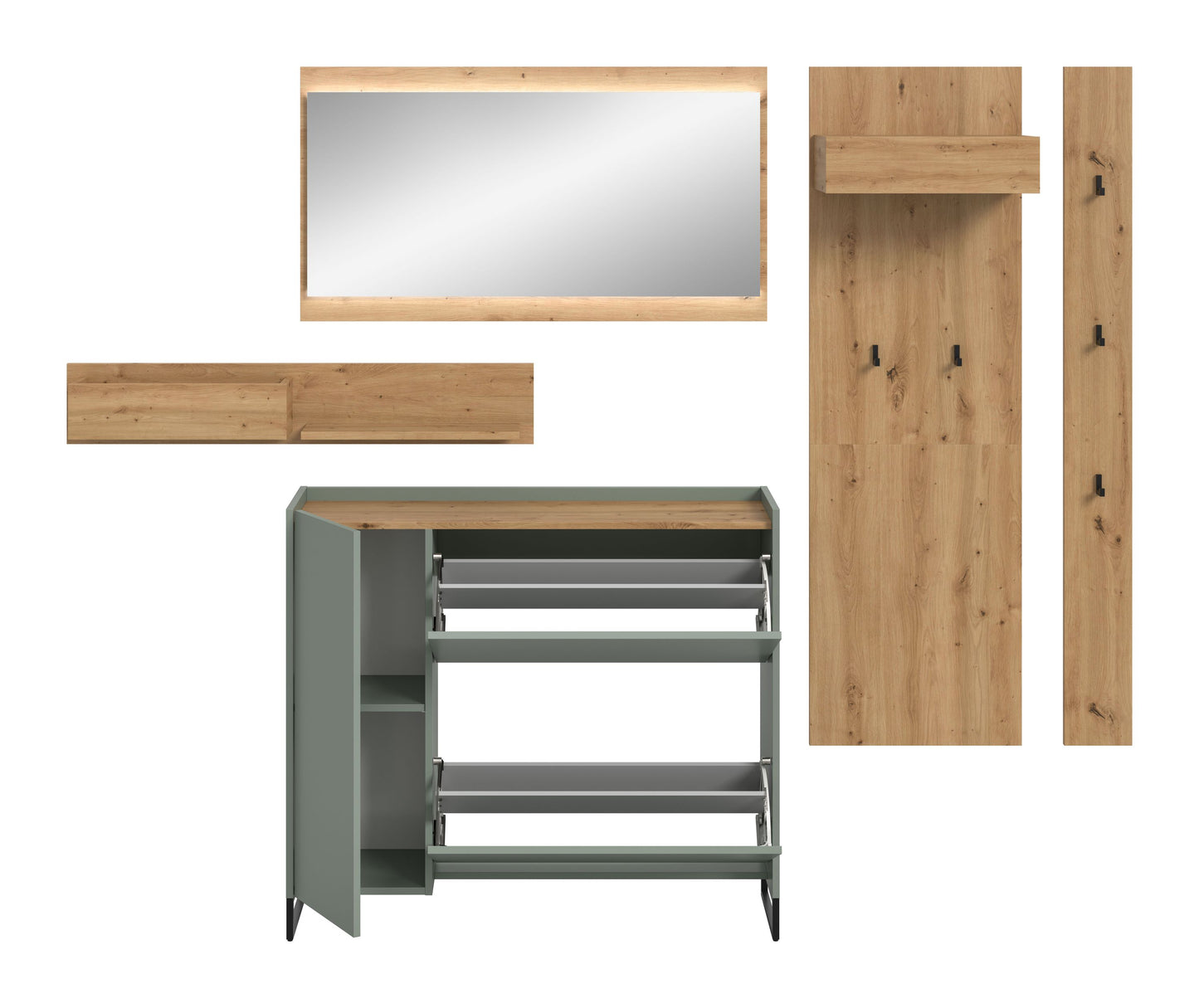 Ensemble d'entrée DRIVE (L/H/P : env. 236/192/32 cm) en sauge/sauge