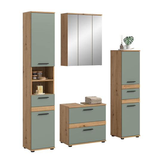 Homes & Jones Badmöbel-Set mit Spiegelschrank und türkisfarbenen Schränken