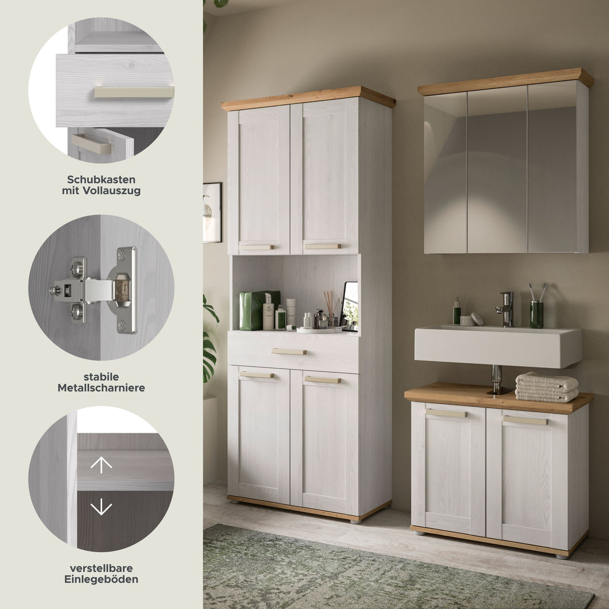 Bathroom set VERONA (W/H/D: approx. 159/187/34 cm) in Sibiu Larch reproduction/Sibiu Larch reproduction