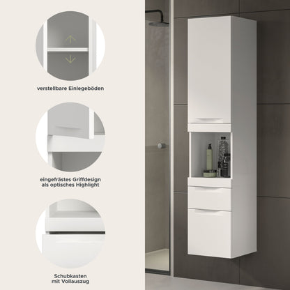 Viana Hängeschrank (B/H/T: 38x166x31 cm) in Weiß matt und Weiß