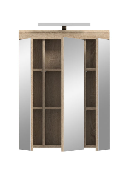Armoire de toilette avec éclairage SCOUT (L/H/P : env. 60/79/18 cm) en imitation chêne Evoak/verre miroir