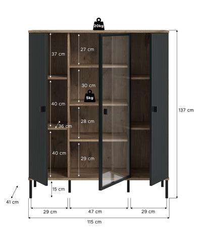 Homes & Jones Highboard, Wohnzimmerschrank-mit 4 Deko Fächer, Wohnmöbel