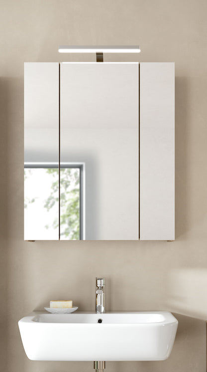 Armoire de toilette avec éclairage ICE (L/H/P : env. 60/70/18 cm) en imitation chêne Nox/noir mat