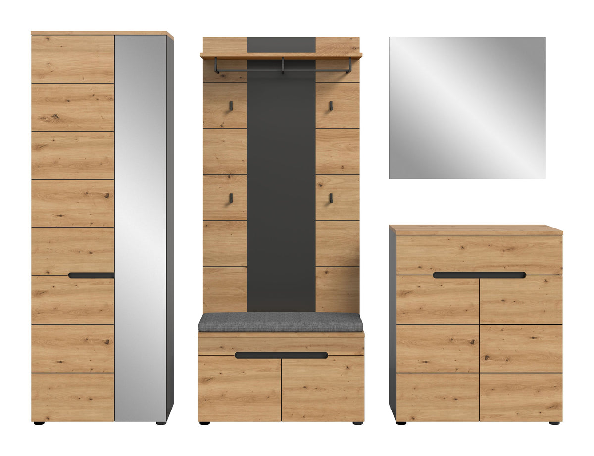 CANU wardrobe set incl. seat cushion (W/H/D: approx. 255/190/37 cm) in Basalt grey/Smoke Green