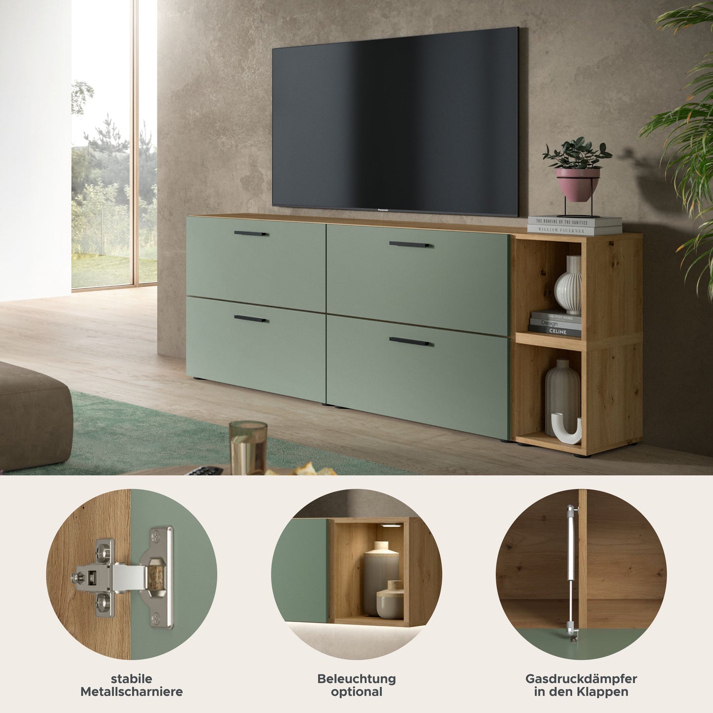 Homes & Jones Wohnwand 2-tlg. TV Möbel Modular Lowboard, Wohnzimmerschrank