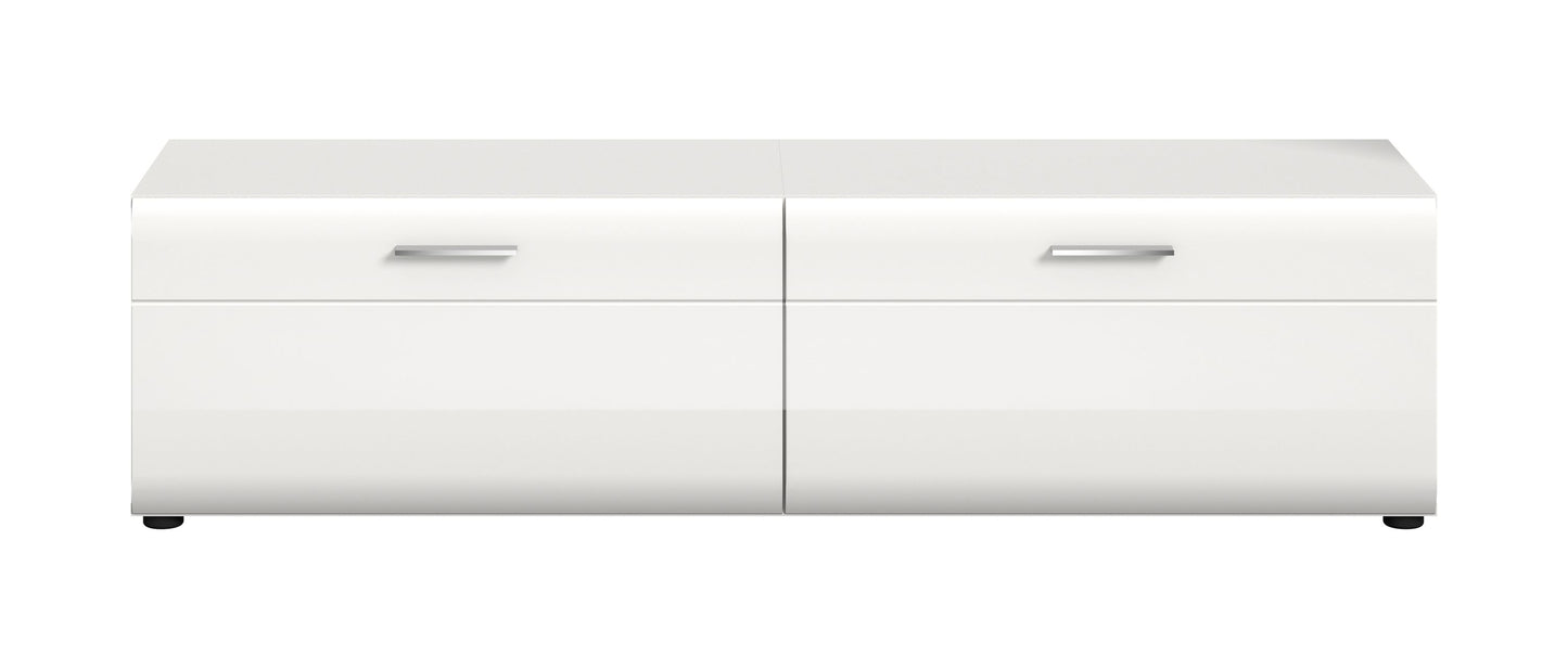Meuble TV ICE (L/H/P : env. 160/41/40 cm) en blanc/blanc brillant