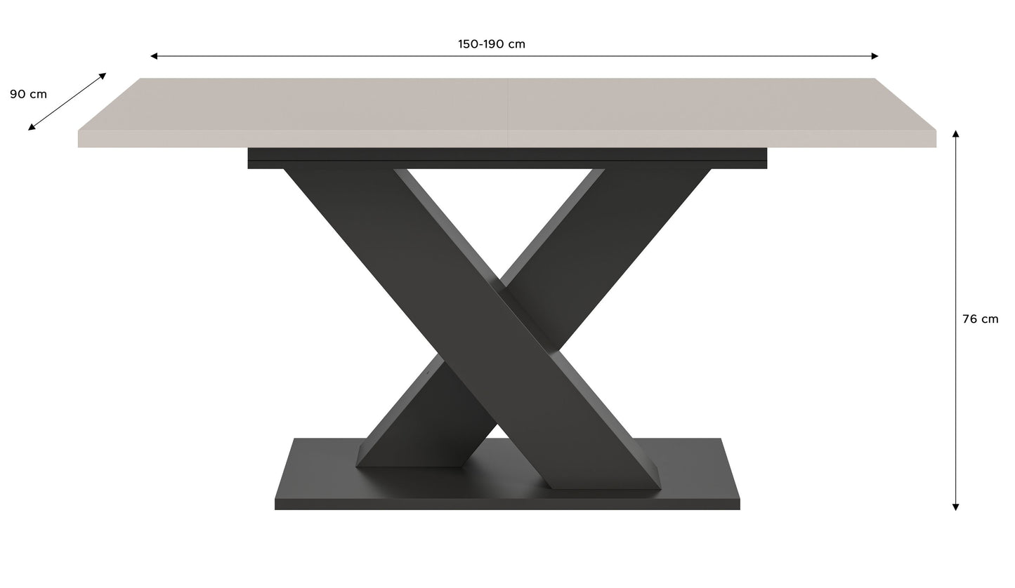 Table de salle à manger MOTION (L/H/P : env. 150/76/90 cm) en blanc/cachemire