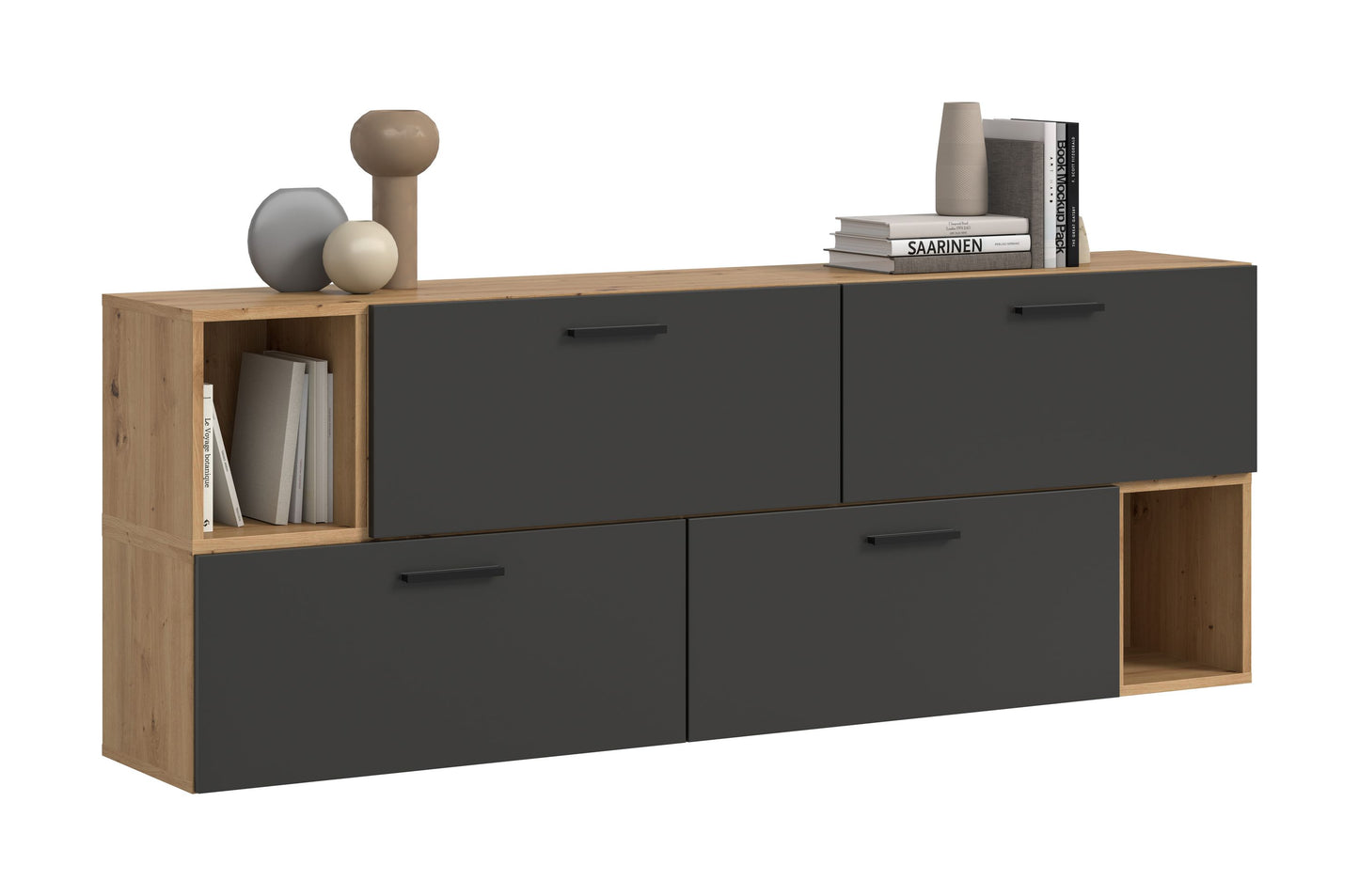 Homes & Jones Wohnwand 2-tlg. TV Möbel Modular Lowboard, Wohnzimmerschrank