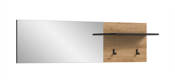 Panneau de penderie avec miroir CANU (L/H/P : env. 150/40/22 cm) en gris basalte/imitation artisan