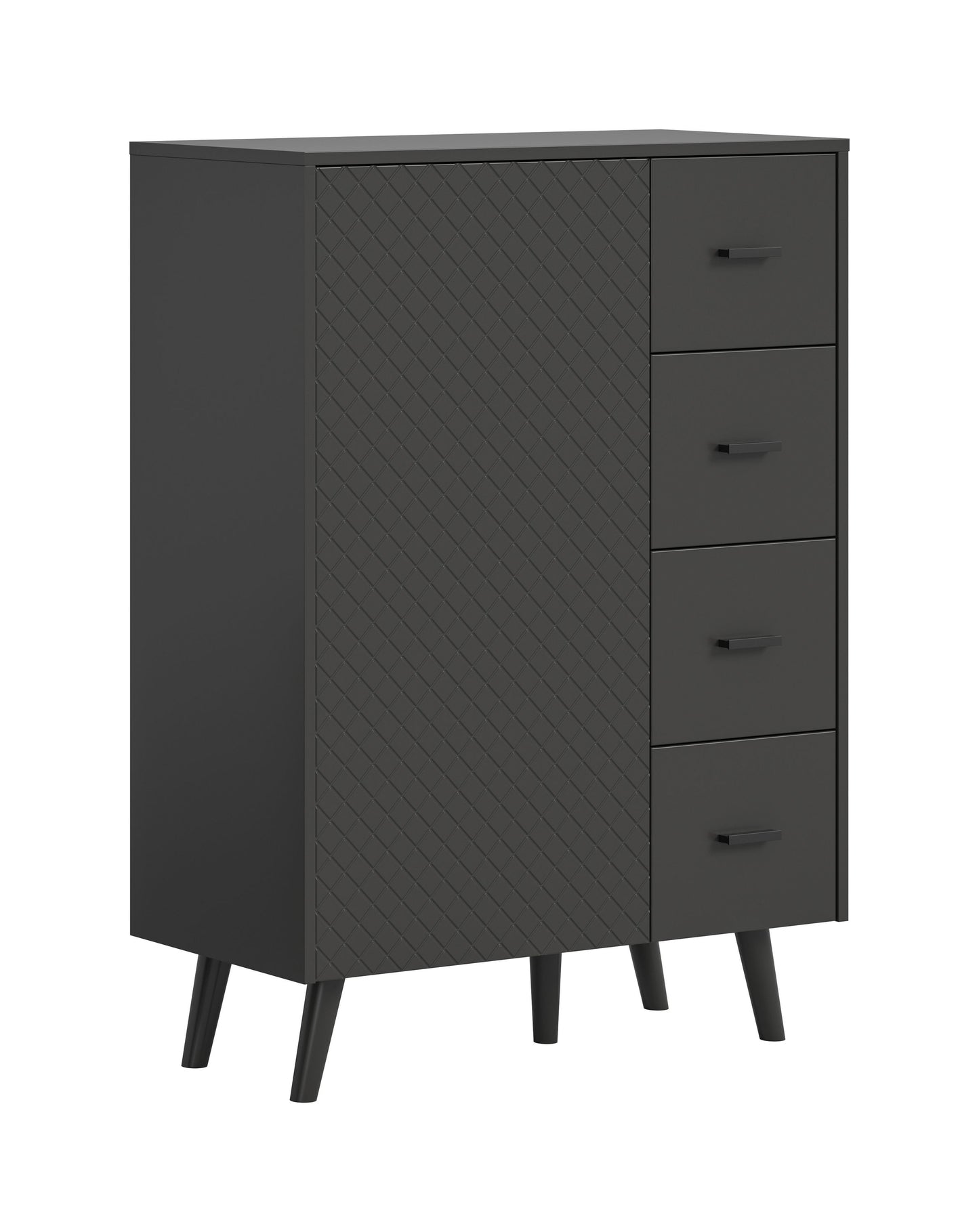 Commode LINEA (L/H/P : env. 84/114/37 cm) en gris/gris mat