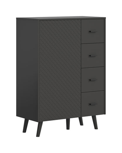 Commode LINEA (L/H/P : env. 84/114/37 cm) en gris/gris mat