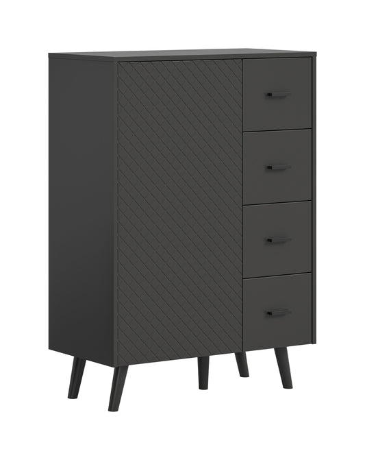 Commode LINEA (L/H/P : env. 84/114/37 cm) en gris/gris mat