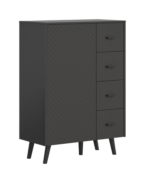 Kommode LINEA (B/H/T: ca. 84/114/37 cm) in grau/grau matt