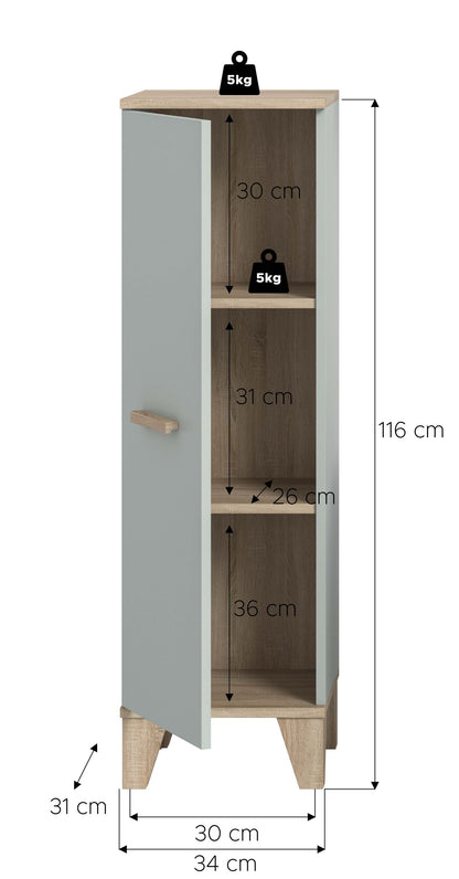 Meuble de salle de bain STAR (L/H/P : env. 34/116/31 cm) en vert clair/vert clair