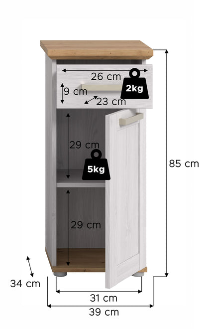 Standing cabinet VERONA (W/H/D: approx. 39/85/34 cm) in Sibiu Larch replica/Sibiu Larch replica