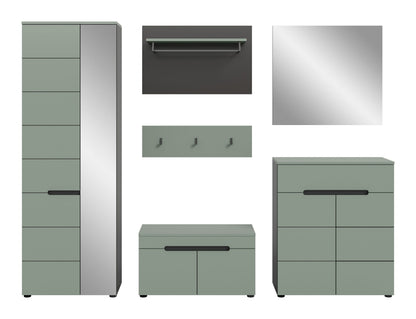 Ensemble d'entrée CANU (L/H/P : env. 255/190/37 cm) en gris basalte/vert fumée