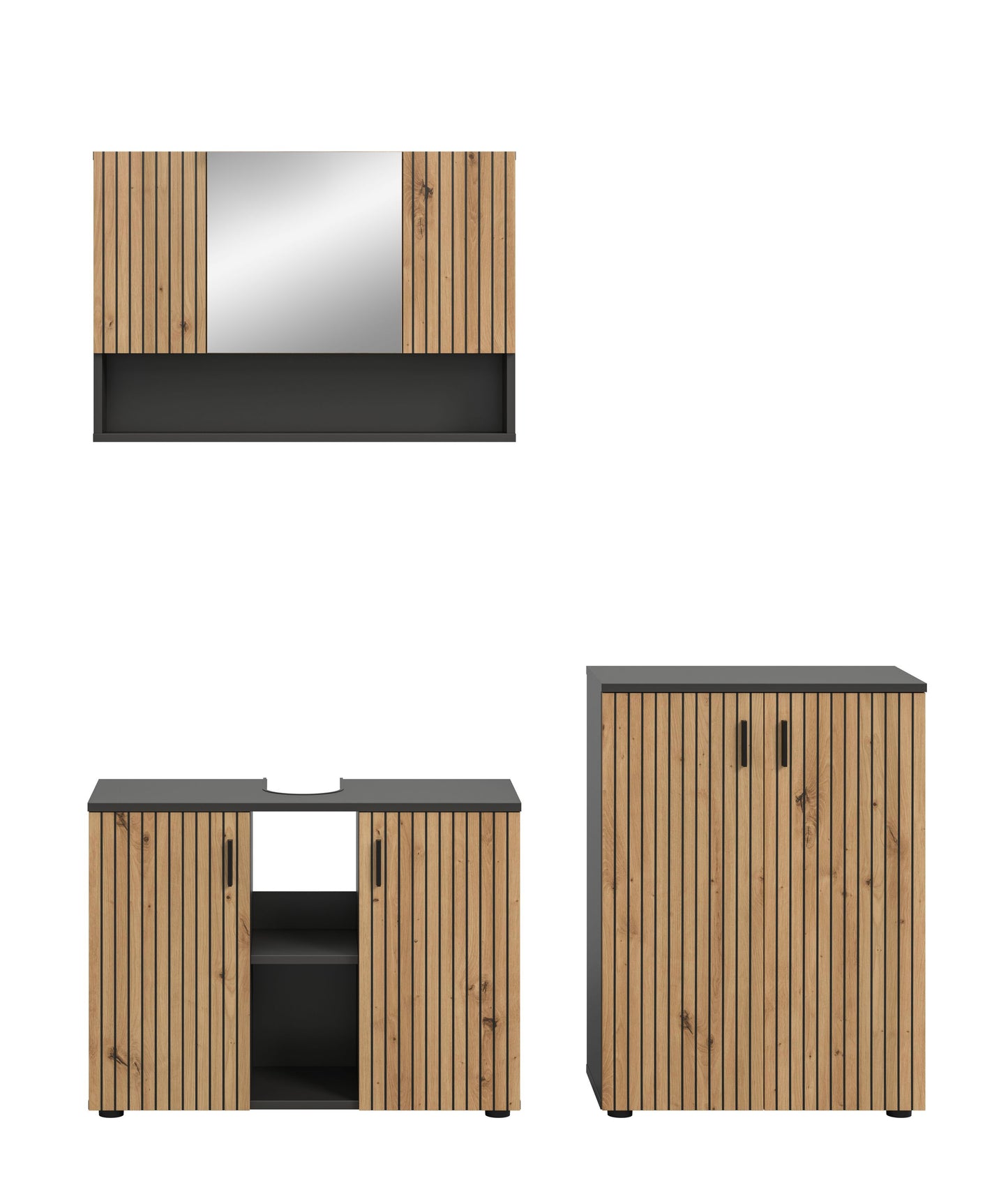 Homes & Jones Badezimmermöbel Set 3-tlg. Badmöbelset mit Badspiegelschrank