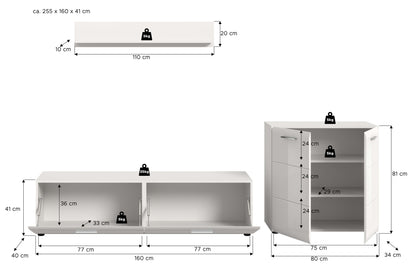 Homes & Jones Wohnwand 3-tlg., TV Möbel Anbauwand, TV bis 70 Zoll geeignet