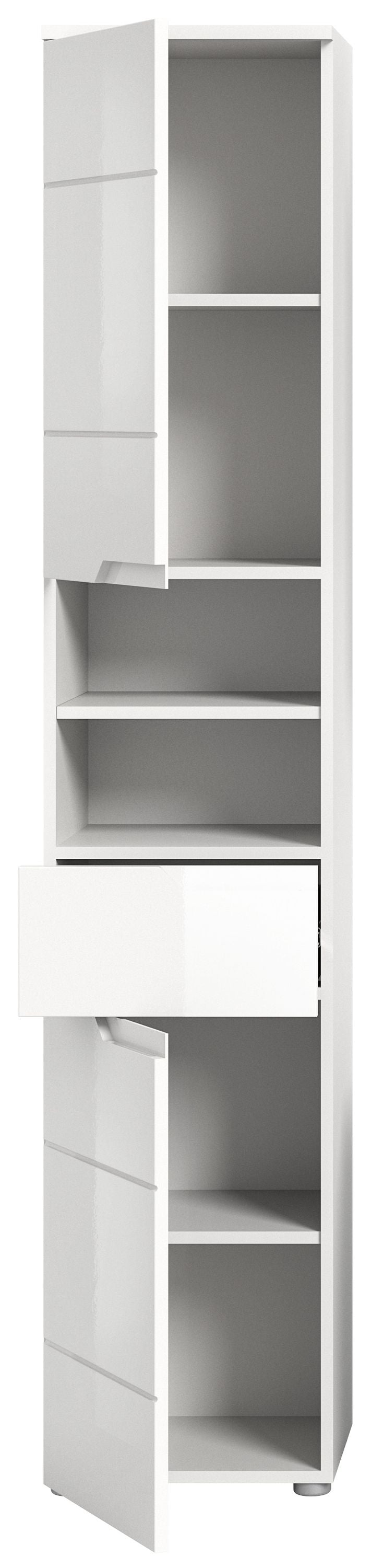 Homes & Jones Badhochschrank weiß Hochglanz Front, Badschrank-Badmöbel
