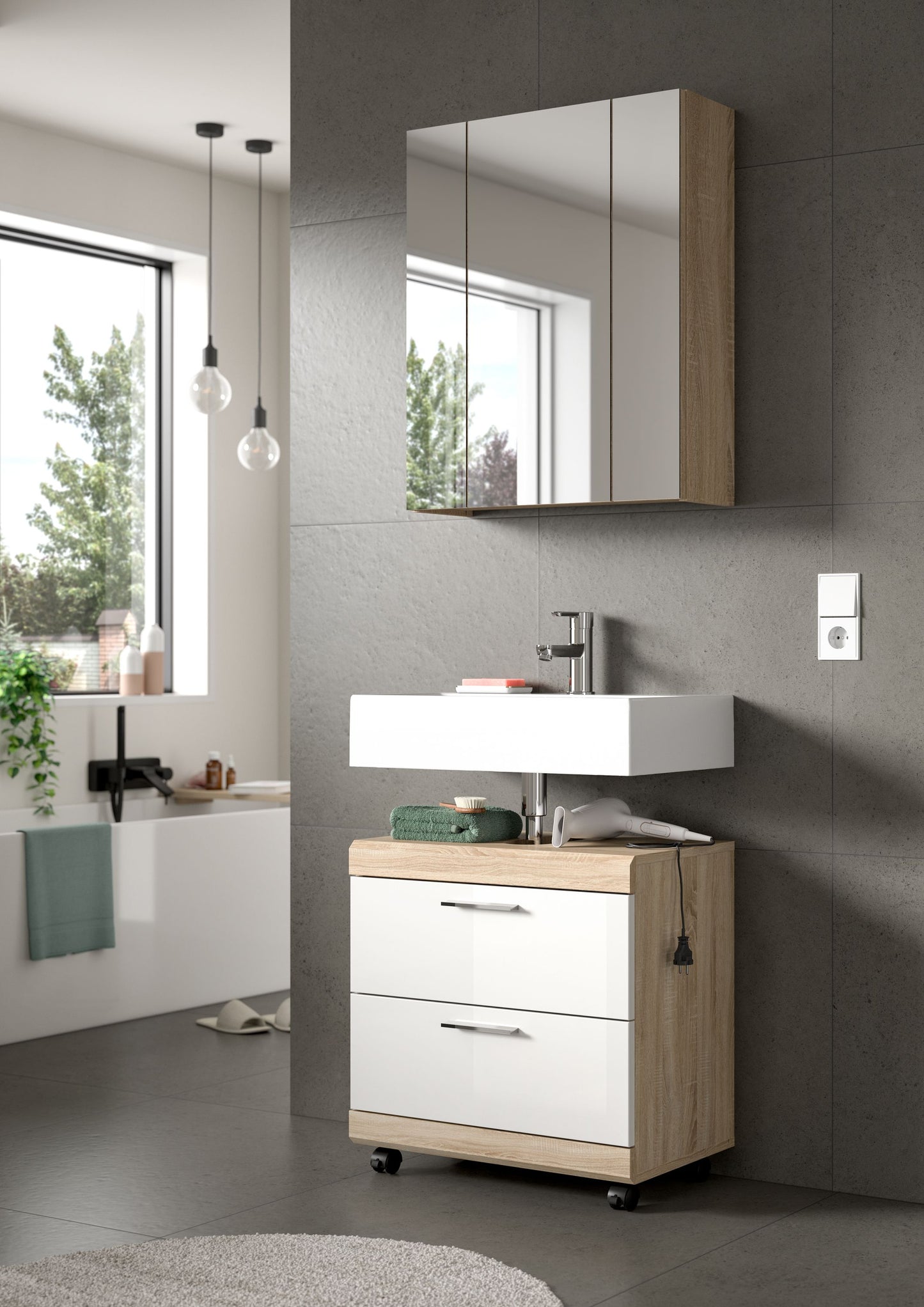 Homes & Jones Waschbeckenunterschrank auf Rollen, Schrank easy to handle