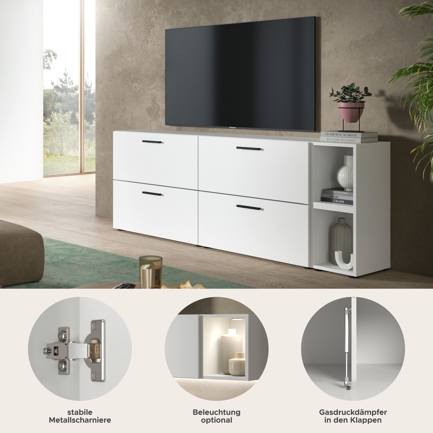 Homes & Jones Wohnwand 2-tlg. TV Möbel Modular Lowboard, Wohnzimmerschrank