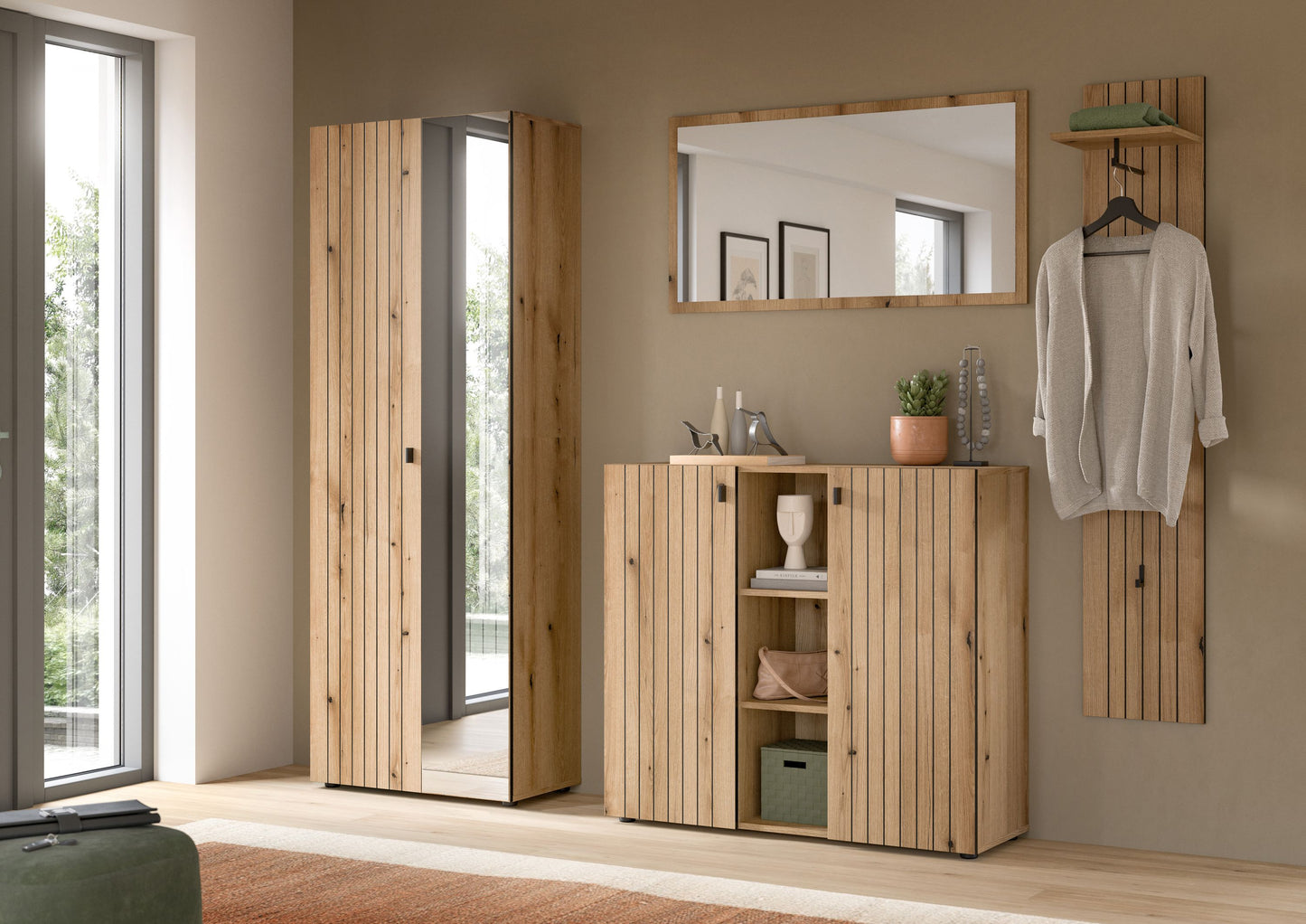 Armoire-vestiaire STATION (L/H/P : env. 70/192/37 cm) en cachemire/cachemire
