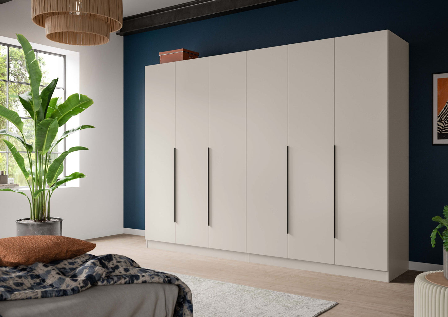 Homes & Jones Kleiderschrank 2-tlg. hellbeige, Front mit sechs Griffleisten