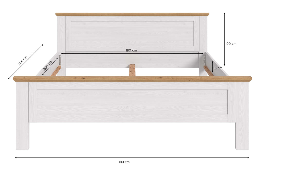 Bed 180x200 VERONA (W/H/D: approx. 189/90/209 cm) in Sibiu Larch replica/Sibiu Larch replica