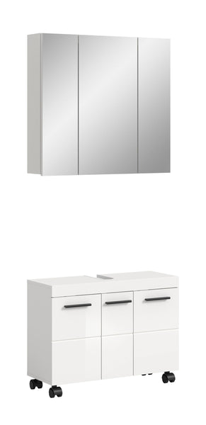 Ensemble de salle de bain NOVA (l/H/P : env. 82/191/30 cm) en blanc/blanc brillant