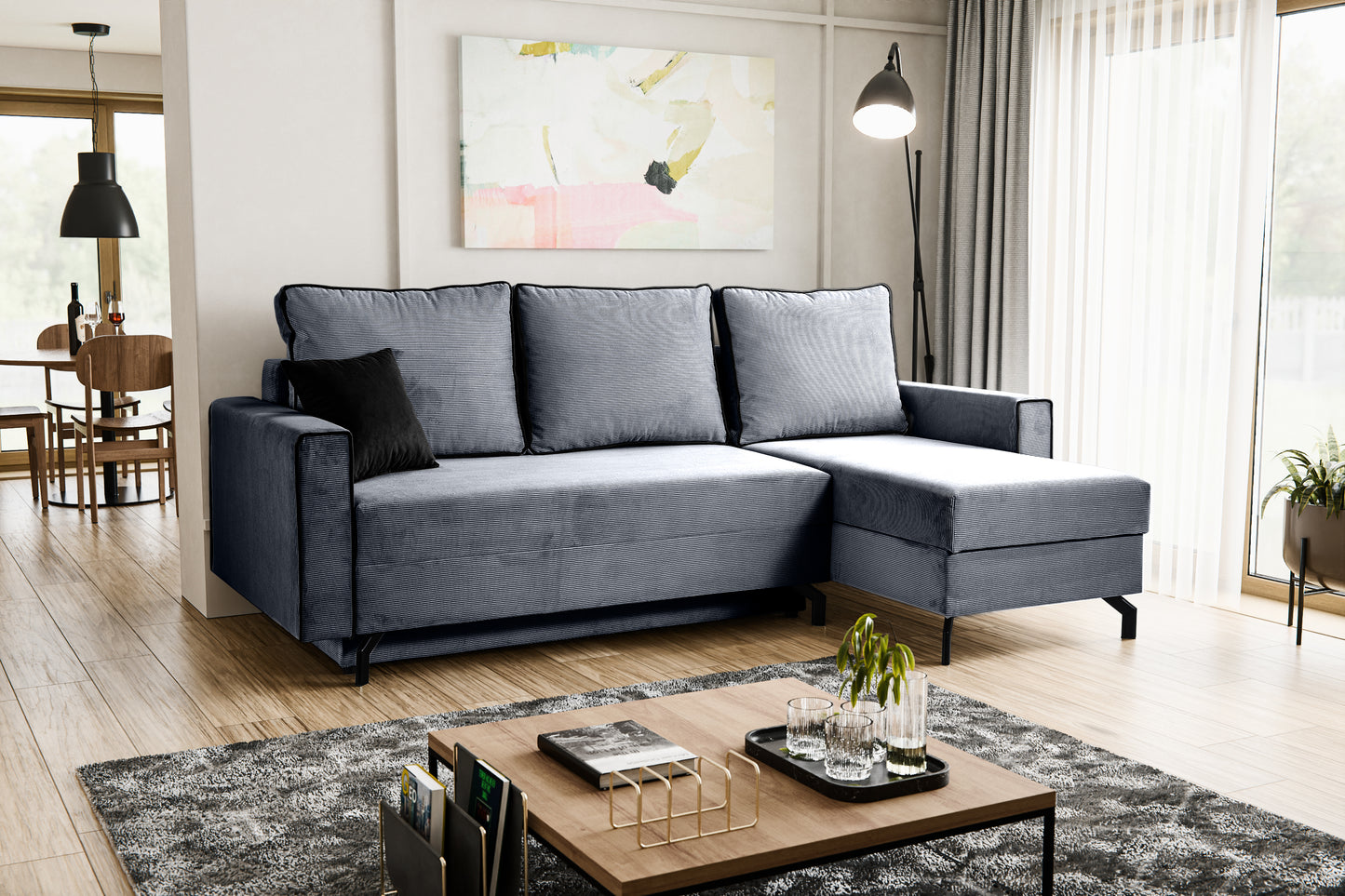 Canapé-lit Marti – Canapé moderne en velours côtelé avec fonction couchage