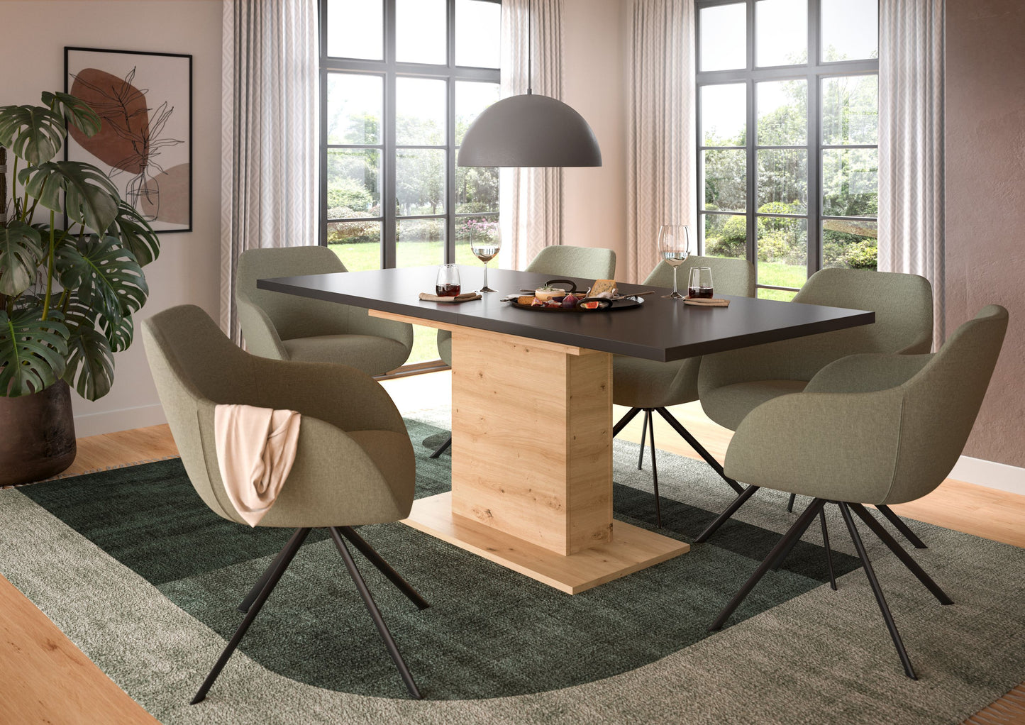 Homes & Jones Esstisch 150x76x90 cm, Esszimmertisch-Tisch mit Säulen Gestell