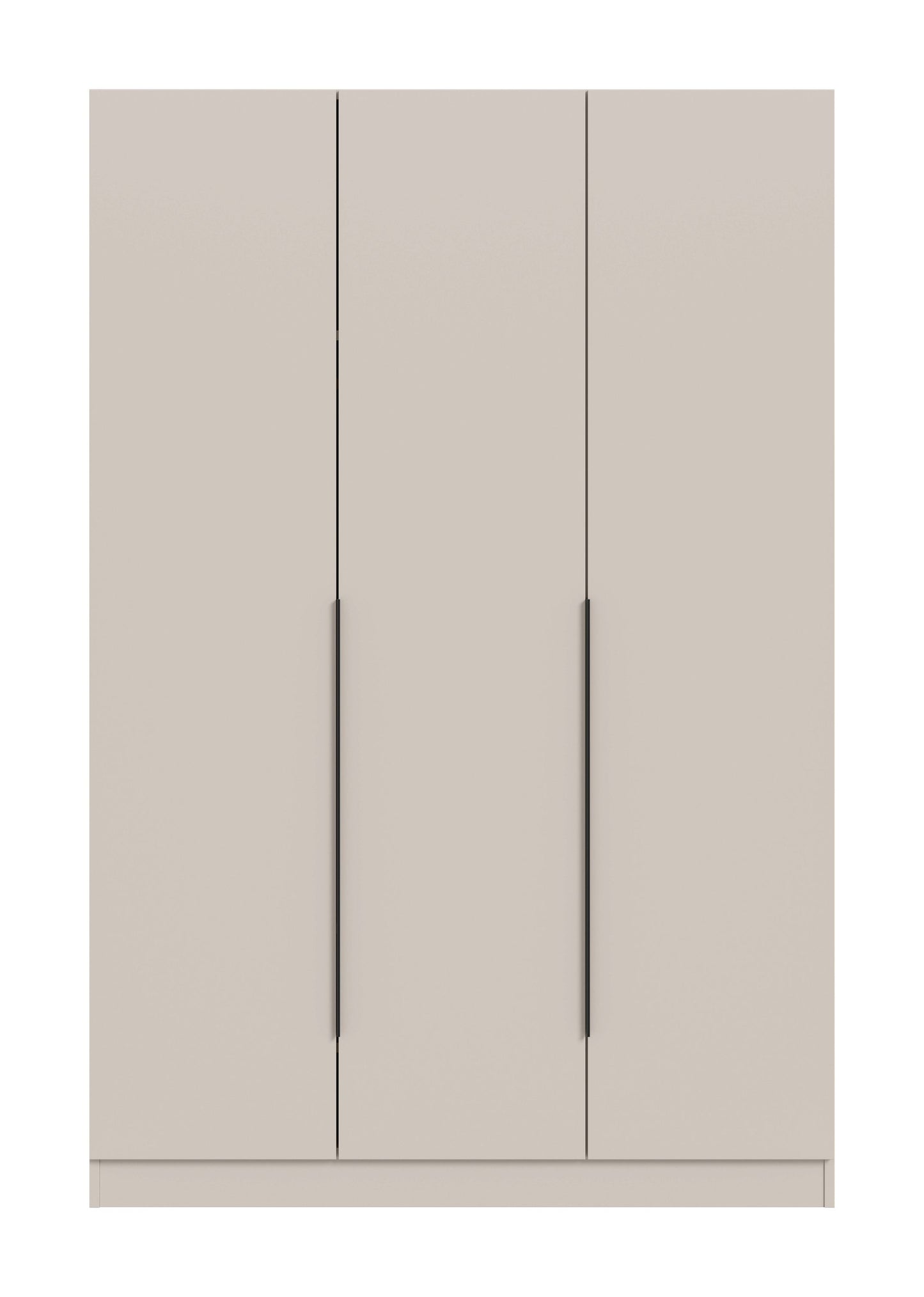3-türiger Schrank in hellem Beige, drei Türfelder mit langen senkrechten Griffen