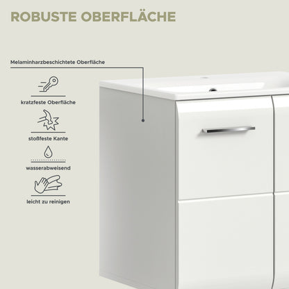 Meuble sous-vasque avec lavabo ICE (L/H/P : env. 60/55/46 cm) imitation chêne Nox/noir mat