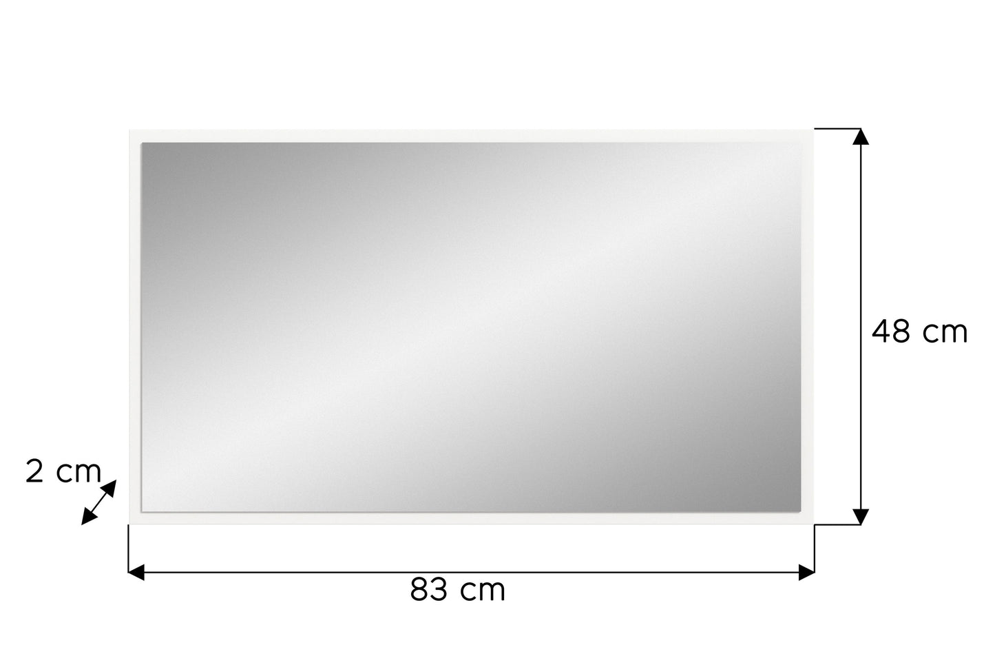 Miroir VAGA (L/H/P : env. 83/48/2 cm) en blanc/blanc