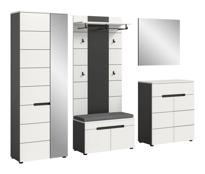 CANU wardrobe set incl. seat cushion (W/H/D: approx. 255/190/37 cm) in Basalt grey/Smoke Green