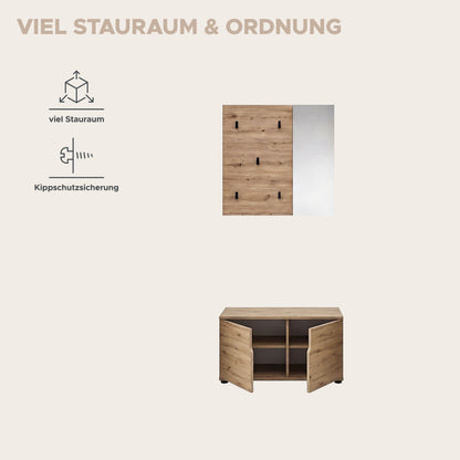 Keno Garderobenkombination (B/H/T: 80x191x37 cm) in Artisan Eiche Nachbildung