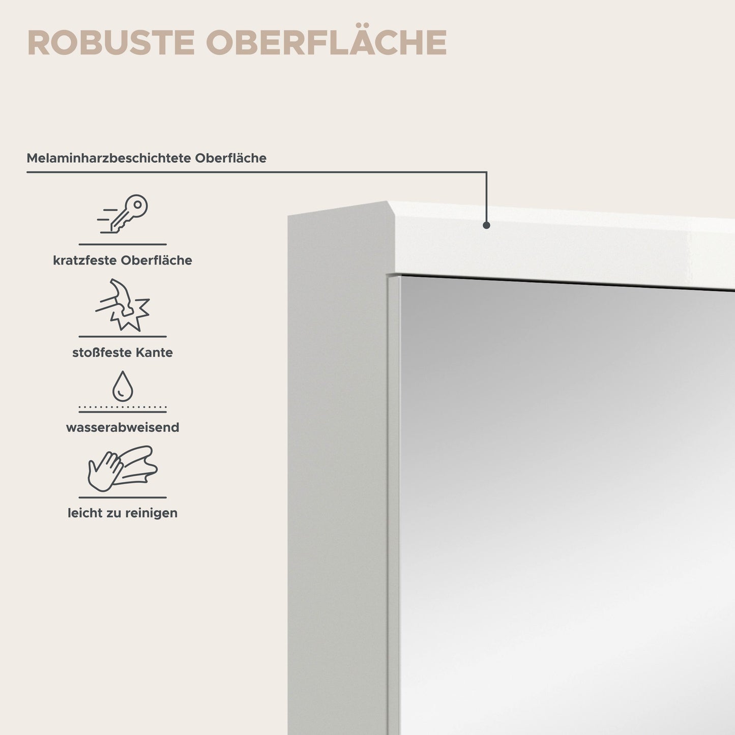 Scout Spiegelschrank  (B/H/T: 40x79x18 cm) in Spiegelglas und Weiß