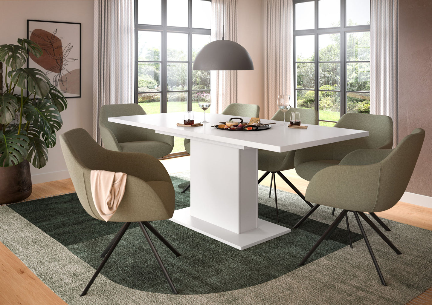 Homes & Jones Esstisch 150x76x90 cm, Esszimmertisch-Tisch mit Säulen Gestell