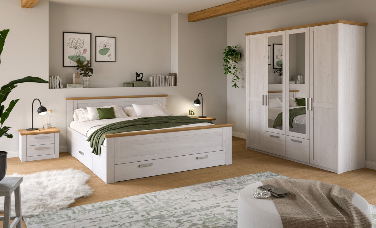 Bed system with wardrobe VERONA (W/H/D: approx. 0/0/0 cm) in Sibiu Larch replica/Sibiu Larch replica