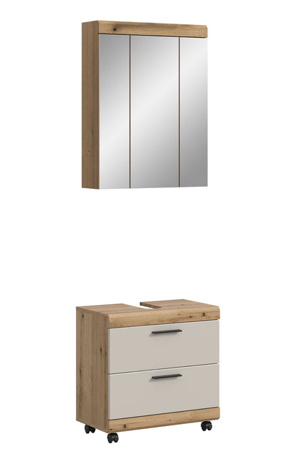 Meuble de salle de bain à roulettes SCOUT (l/H/P : env. 60/191/34 cm) en imitation chêne Evoke/-