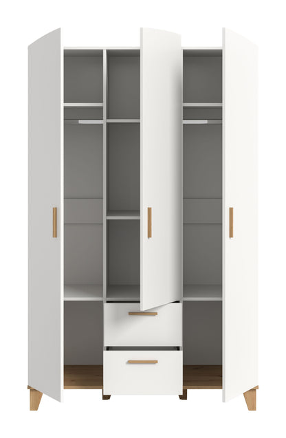 Armoire 3 portes STELLA (L/H/P : env. 122/198/51 cm) en blanc/blanc