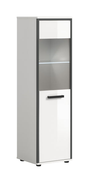 Badschrank KOJAK (B/H/T: ca. 40/139/34 cm) in weiß/weiß hochglanz