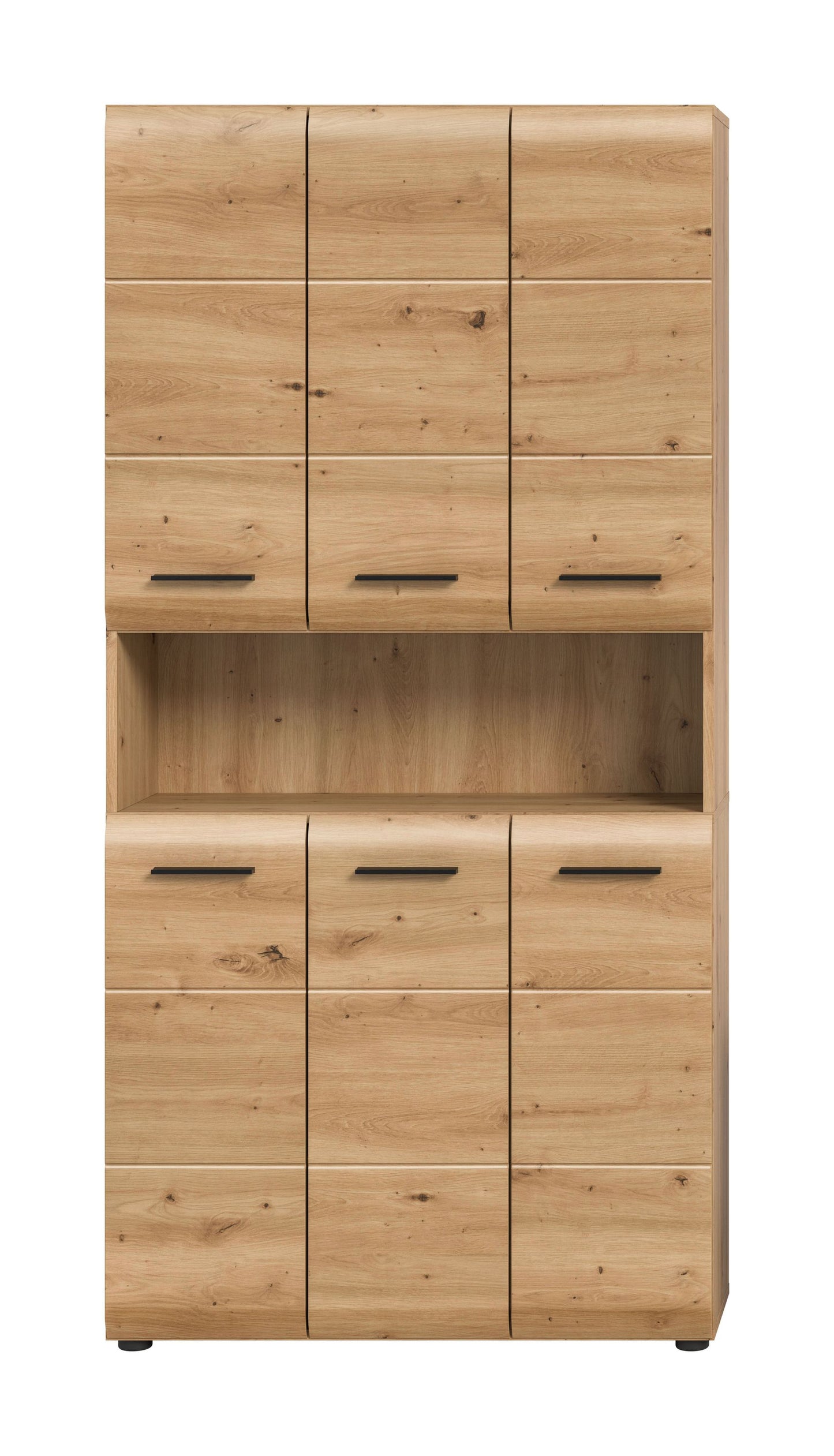 Meuble de rangement polyvalent ICE (L/H/P : env. 90/185/30 cm) en imitation chêne Nox/noir mat