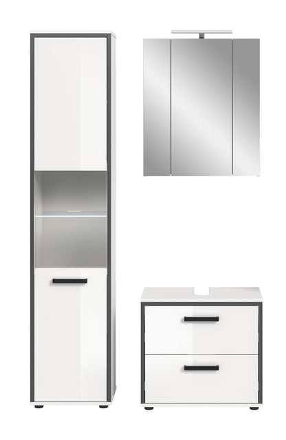 Bathroom set incl. lighting KOJAK (W/H/D: approx. 115/188/37 cm) in white/white high-gloss