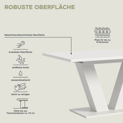 Esstisch: robuste Melaminharzbeschichtung, wasserabweisend und leicht zu reinigen